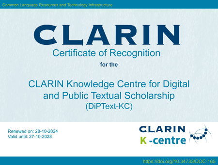 CLARIN K-Centre Certificate - DiPText-KC Update - Compact